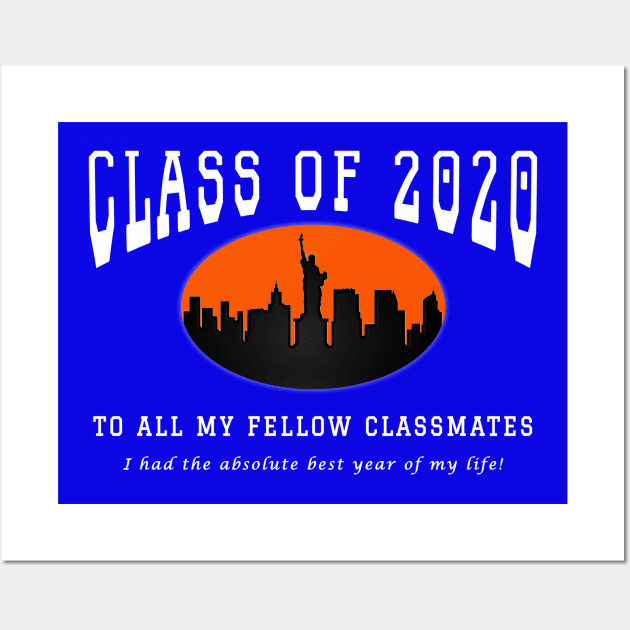 Class of 2020 - Blue, Orange and White Colors Wall Art by The Black Panther